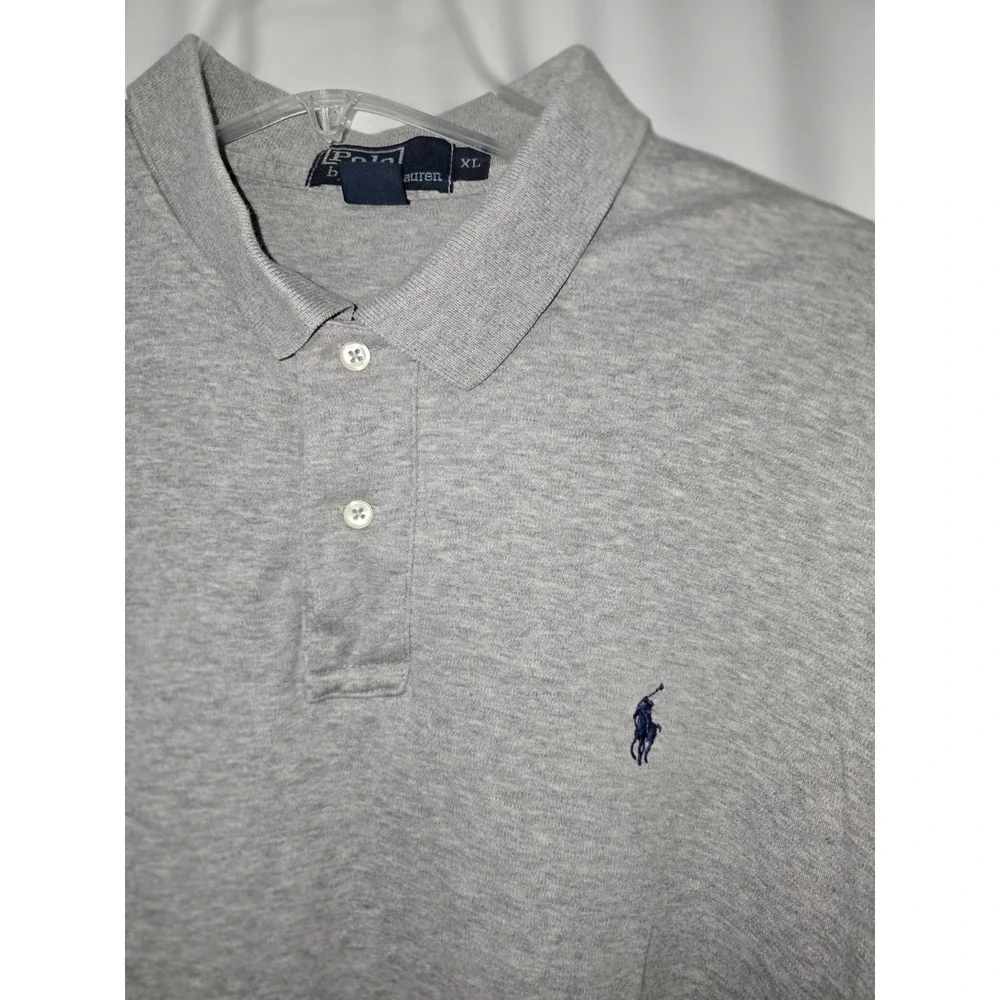 Polo Ralph Lauren Gray Grey Short Sleeve 100% Cotton Polo Shirt Men's Size XL